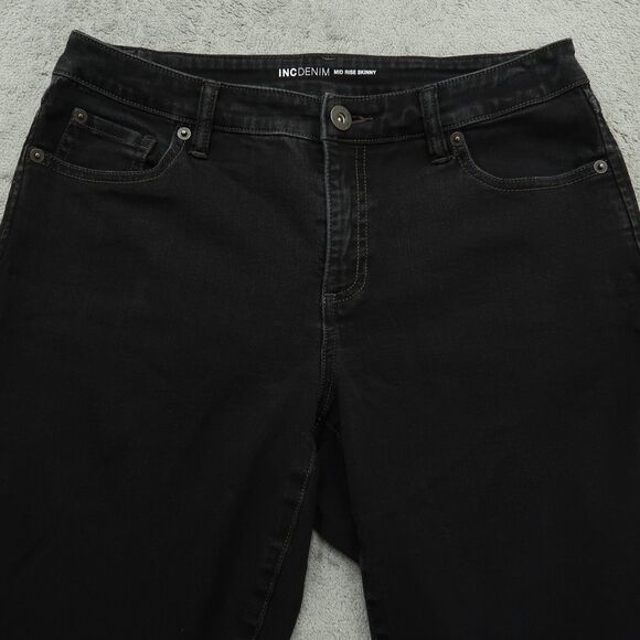 INC International Concepts Jeans Women's 4/27 Black Mid-Rise Skinny 28.5" Inseam - Picture 9 of 15